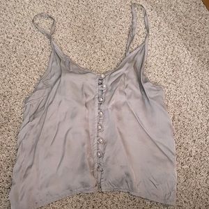 Silk tank top with pearl buttons